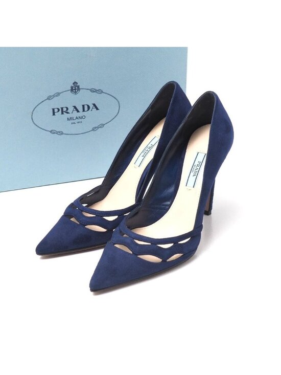 Prada Shoes - Prada Pumps 37.5 Suede Cutout High Heels Pointed Toe Shoes
